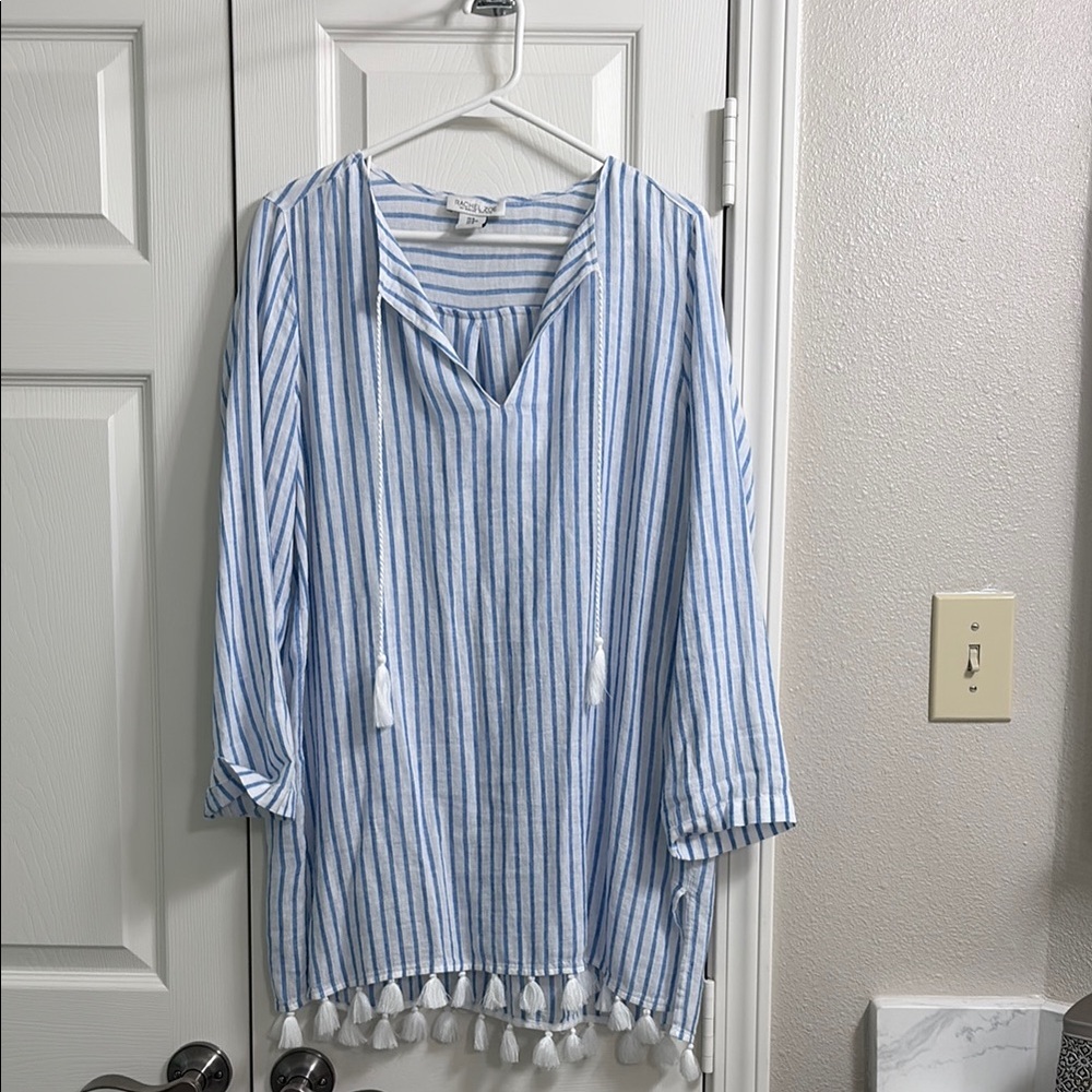 Rachel Zoe Blue and White Striped swim suit cover up